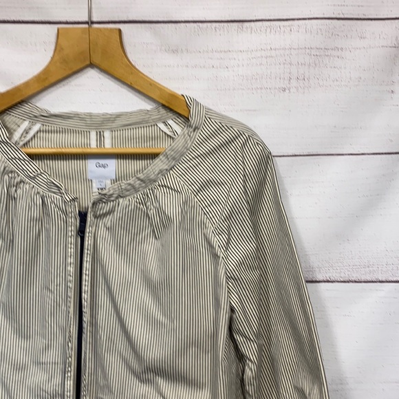 beige striped * GAP * drawstring neckline jacket S - Picture 2 of 13